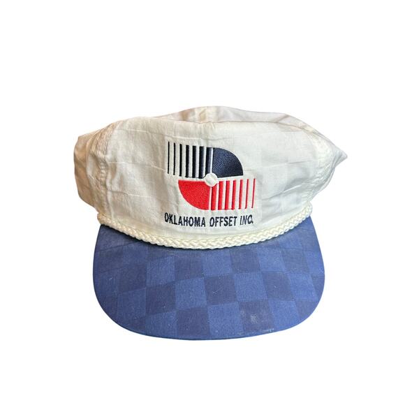 Union Made Retro- Rope Flat Bill cap with leather back strap-checkered detailing - Picture 1 of 5